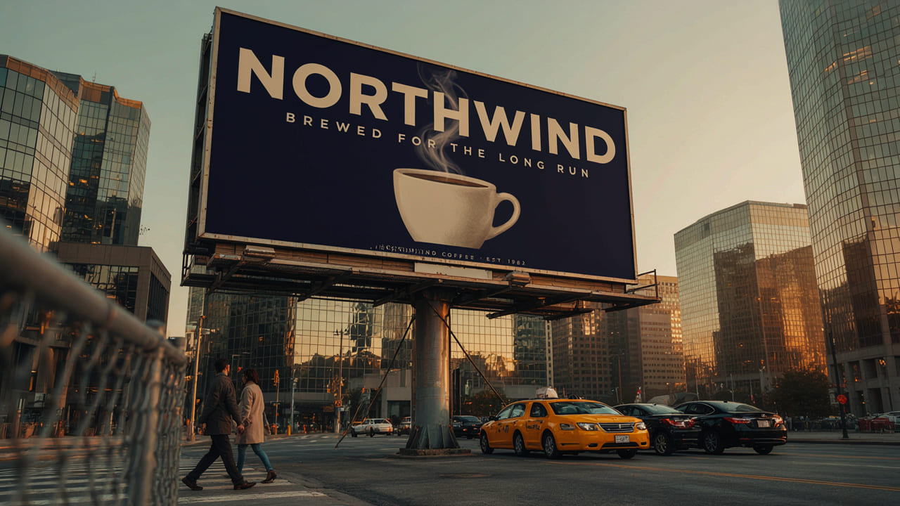 Outdoor billboard advertising in a city